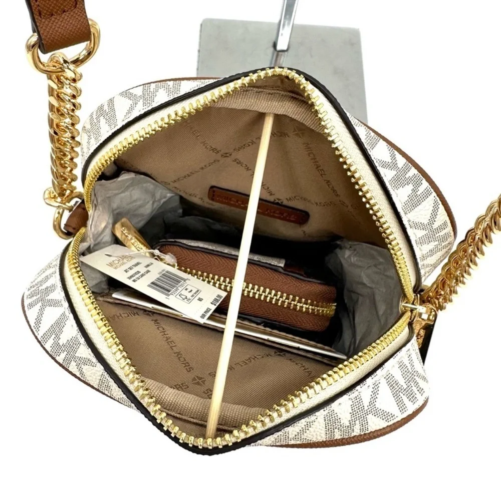 Michael Kors Medium NS Chain Xbody Bag & Jet Set Travel MD ZA Card Case Wallet